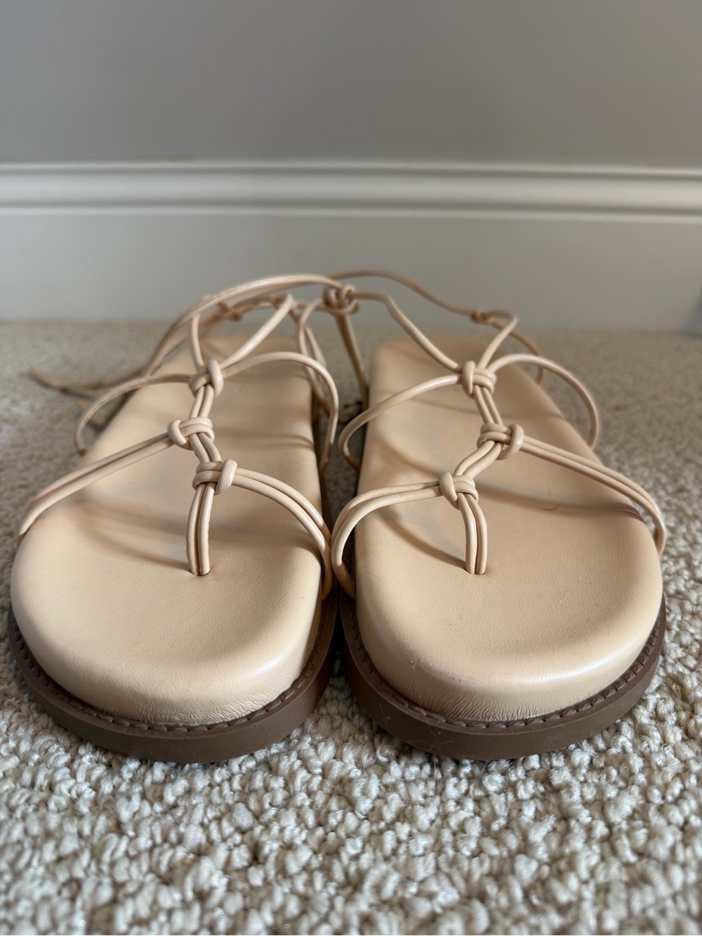 SCHUTZ Lace Up Strappy Sandals in Beige Calabria Sporty Sandal